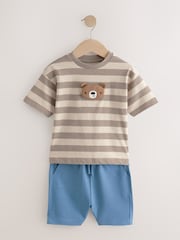 Neutral Padded Bear 100% Cotton Short Sleeve T-Shirts & Shorts Set 3 Pack (3mths-7yrs) - Image 7 of 10