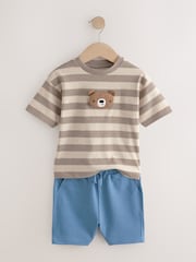 Neutral Padded Bear 100% Cotton Short Sleeve T-Shirts & Shorts Set 3 Pack (3mths-7yrs) - Image 8 of 10