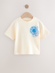 White/Blue Short Sleeve Textured 100% Cottton T-Shirt (3mths-7yrs) - Image 1 of 4