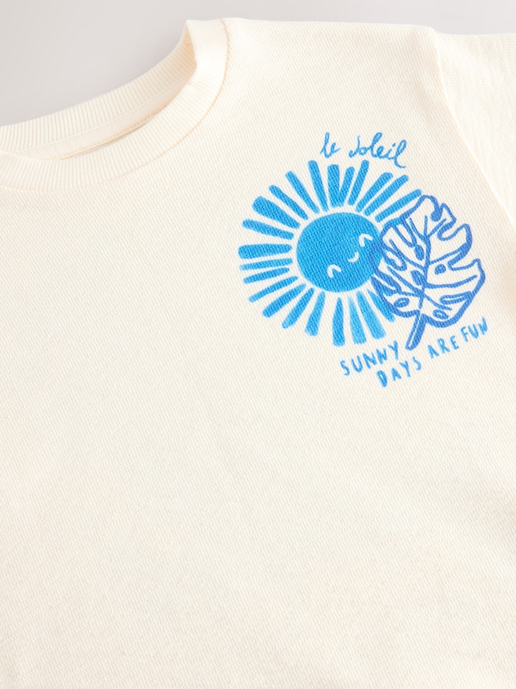 White/Blue Short Sleeve Textured 100% Cottton T-Shirt (3mths-7yrs) - Image 4 of 4