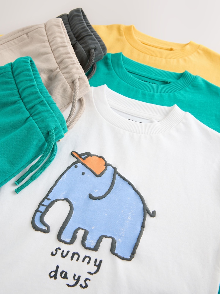 Multi Safari 100% Cotton Short Sleeve T-Shirts & Shorts Set 3 Pack (3mths-7yrs) - Image 8 of 8