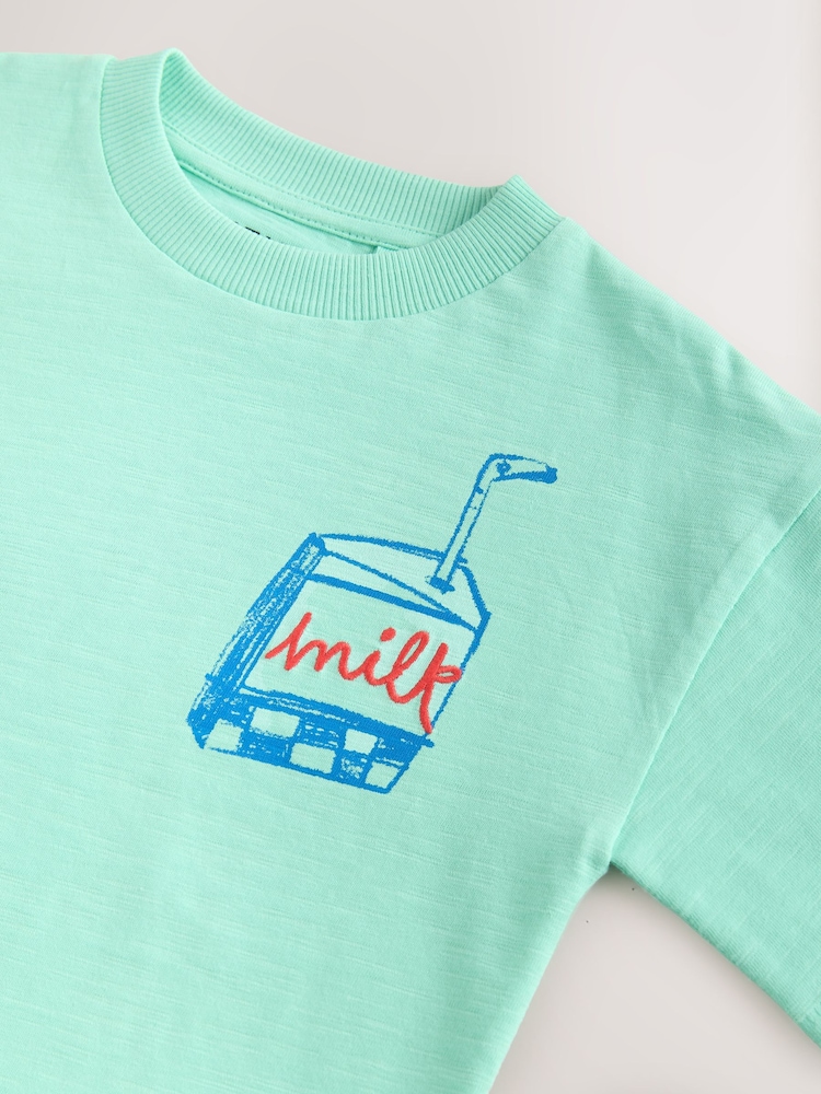Blau, Croissant - Kurzärmeliges T-Shirt mit Rückendruck (3M.–7J.) - Bild 4 von 4 Blau, Croissant - Kurzärmeliges T-Shirt mit Rückendruck (3M.–7J.) - Bild 4 von 4