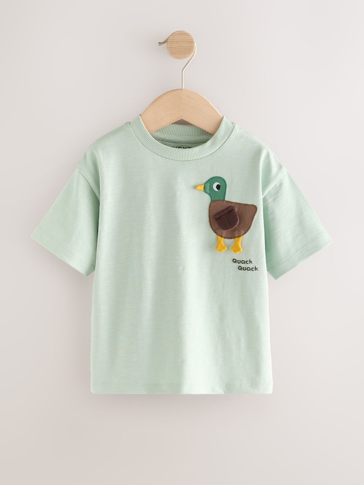 Green Duck Short Sleeve Appliqué T-Shirt (3mths-7yrs) - Image 1 of 5
