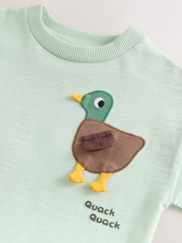 Green Duck Short Sleeve Appliqué T-Shirt (3mths-7yrs) - Image 5 of 5