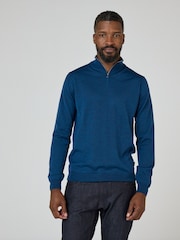 Oliver Sweeney Merino Wool Quarter Zip Jumper - Image 1 of 5