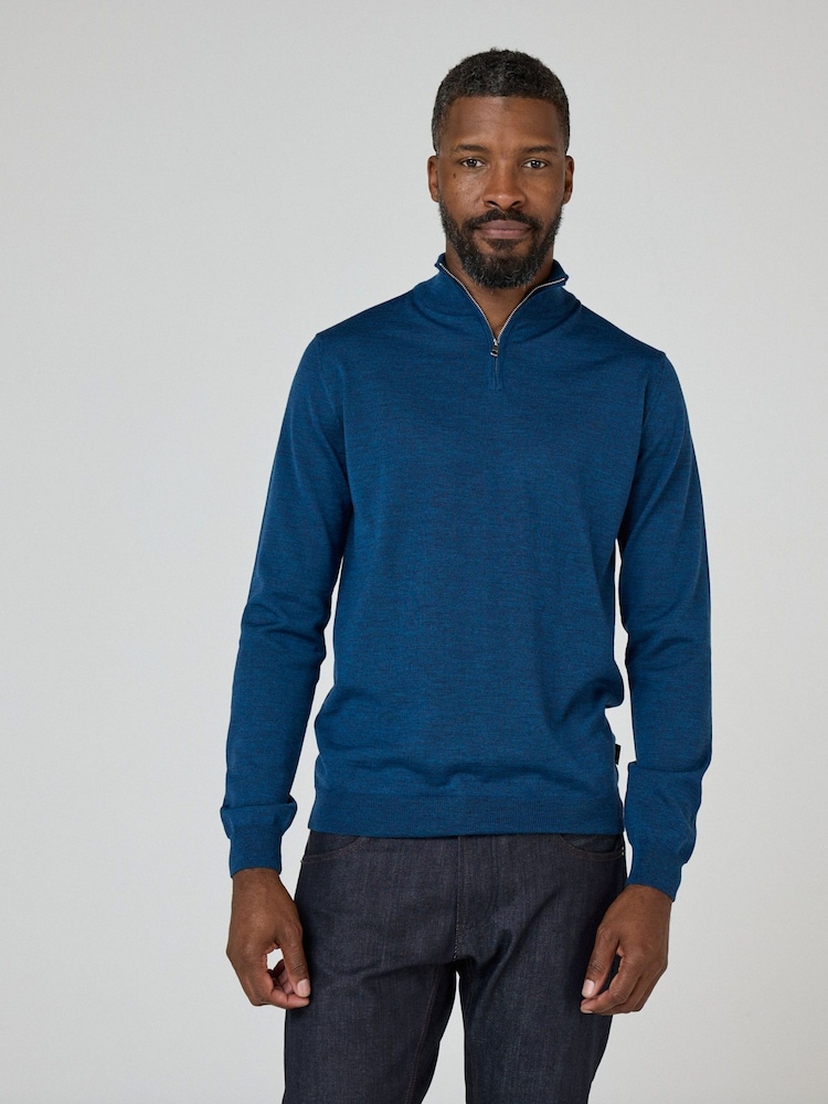 Oliver Sweeney Merino Wool Quarter Zip Jumper - Image 1 of 5