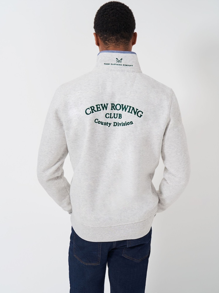Crew Clothing Company White Embroidered Graphic Half Zip Sweatshirt - Image 2 of 5