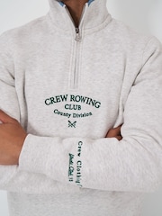Crew Clothing Company White Embroidered Graphic Half Zip Sweatshirt - Image 3 of 5
