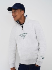 Crew Clothing Company White Embroidered Graphic Half Zip Sweatshirt - Image 4 of 5