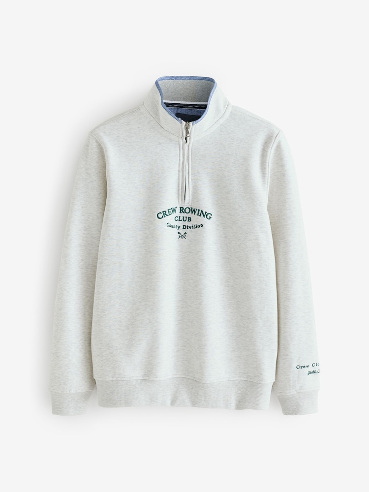 Crew Clothing Company White Embroidered Graphic Half Zip Sweatshirt - Image 5 of 5