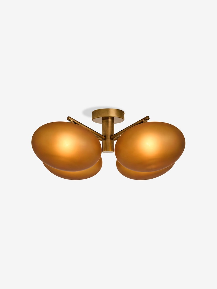 MADE.COMS Amber/Brass Caleb 4 Flush Light - Image 1 of 1