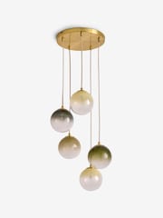 MADE.COM Brass/Green Ombre Globe 5 Light Ceiling - Image 1 of 2