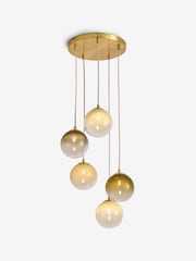 MADE.COM Brass/Green Ombre Globe 5 Light Ceiling - Image 2 of 2