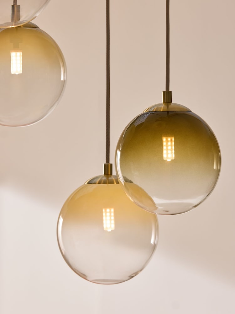 MADE.COM Brass/Green Ombre Globe 5 Light Ceiling - Image 2 of 5 MADE.COM Brass/Green Ombre Globe 5 Light Ceiling - Image 2 of 5