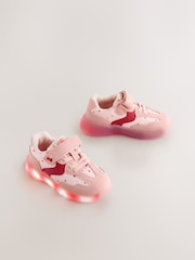 Pink Heart Light Up Touch Fastening Elastic Lace Trainers - Image 2 of 6