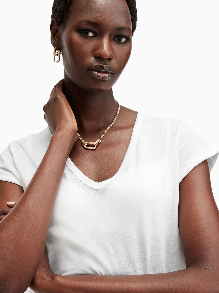 AllSaints White 100% Organic Cotton Anna V T-Shirt - Image 2 of 7