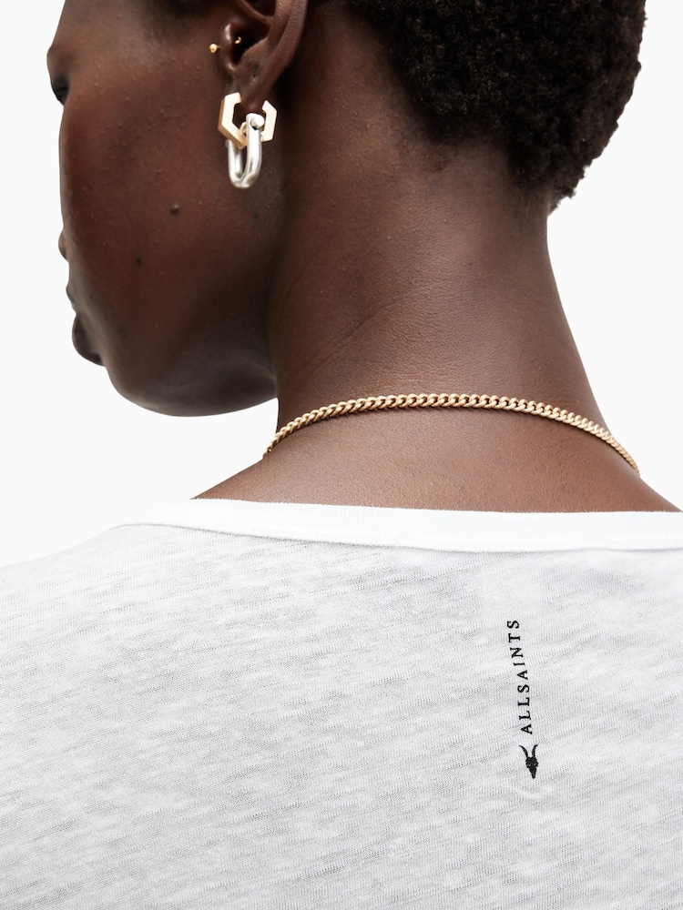 AllSaints White 100% Organic Cotton Anna V T-Shirt - Image 4 of 7