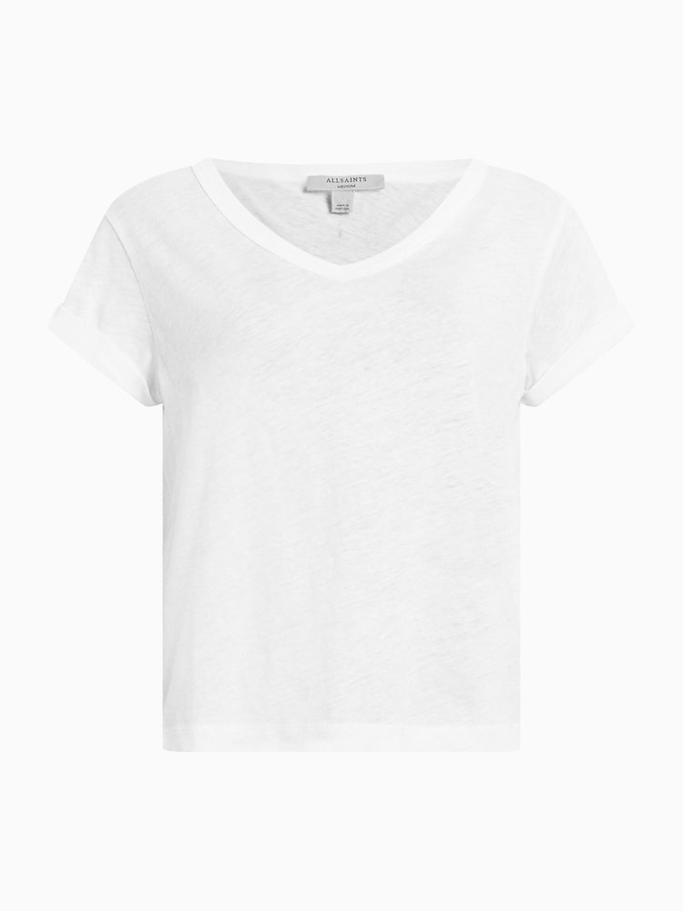 AllSaints White 100% Organic Cotton Anna V T-Shirt - Image 7 of 7