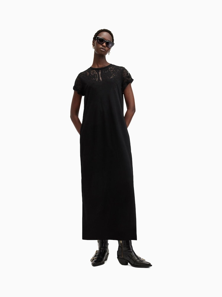 AllSaints Black Anna Snk Maxi Dress - Image 5 of 8