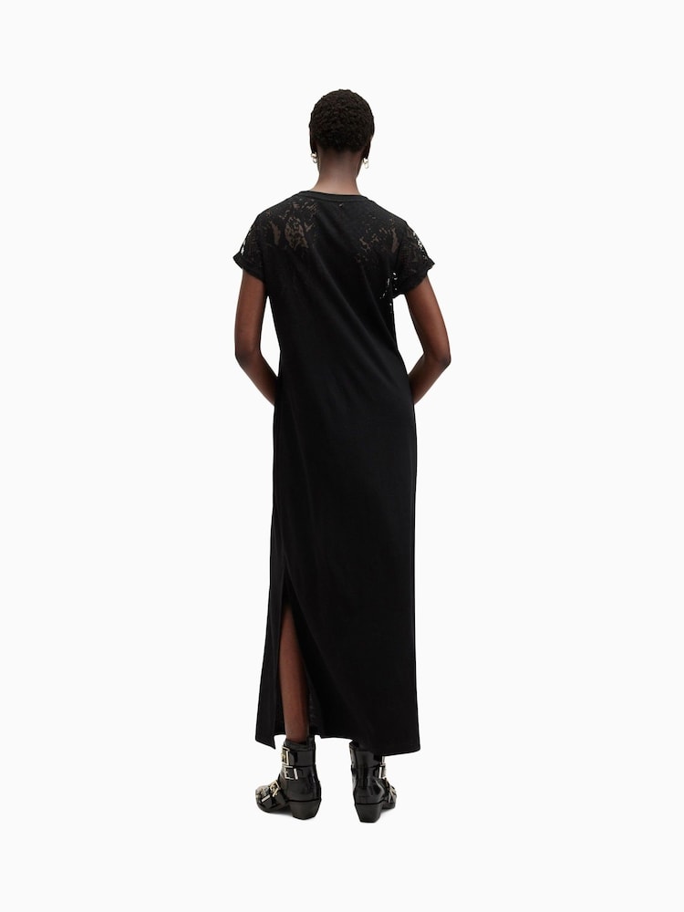 AllSaints Black Anna Snk Maxi Dress - Image 7 of 8