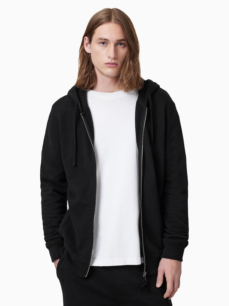 AllSaints Black Raven Zip Hoodie - Image 1 of 7
