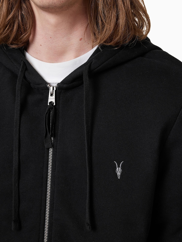 AllSaints Black Raven Zip Hoodie - Image 2 of 7