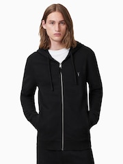 AllSaints Black Raven Zip Hoodie - Image 4 of 7