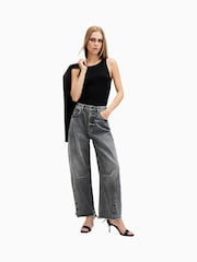 AllSaints Grey Jett Barrel Jeans - Image 1 of 7