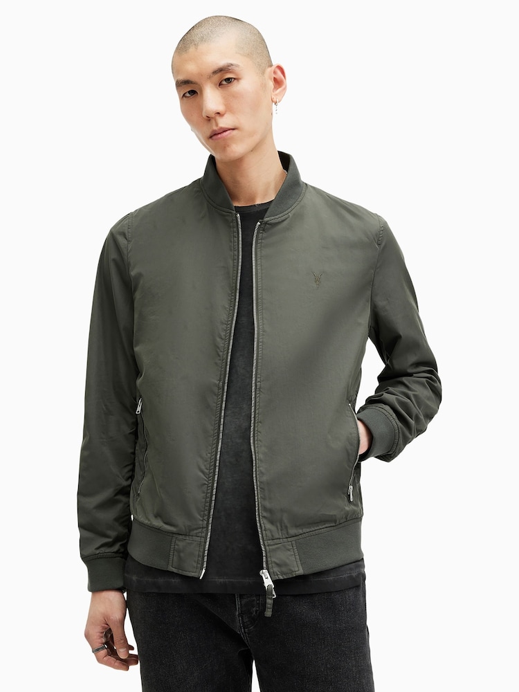 AllSaints Green Bassett Bomber Jacket - Image 1 of 8