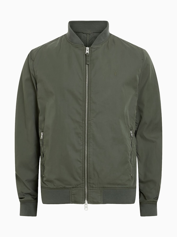 AllSaints Green Bassett Bomber Jacket - Image 8 of 8