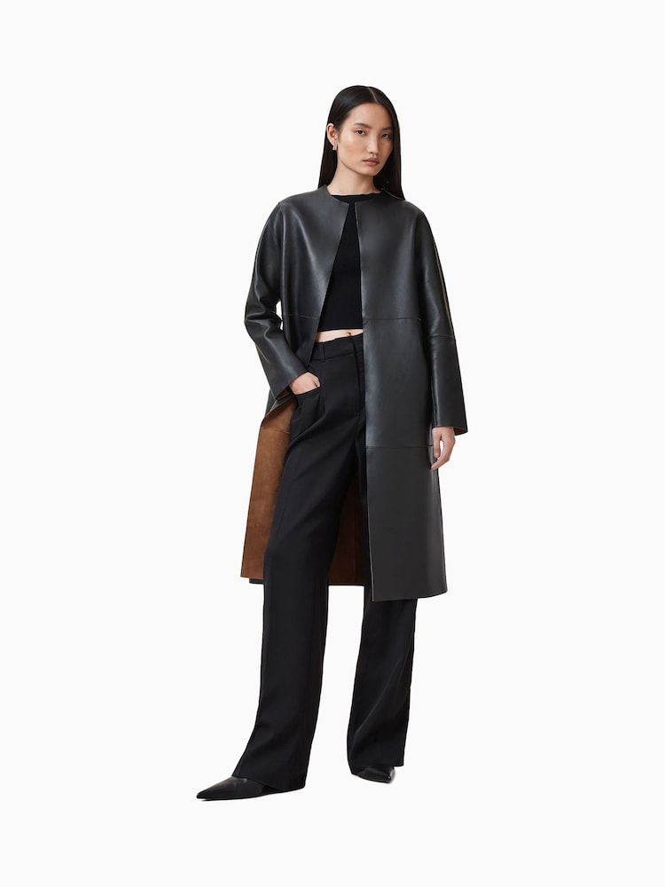 AllSaints Black Selby Suede Mac - Image 1 of 9