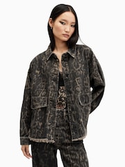 AllSaints Brown Hettie Denim Shacket - Image 4 of 7