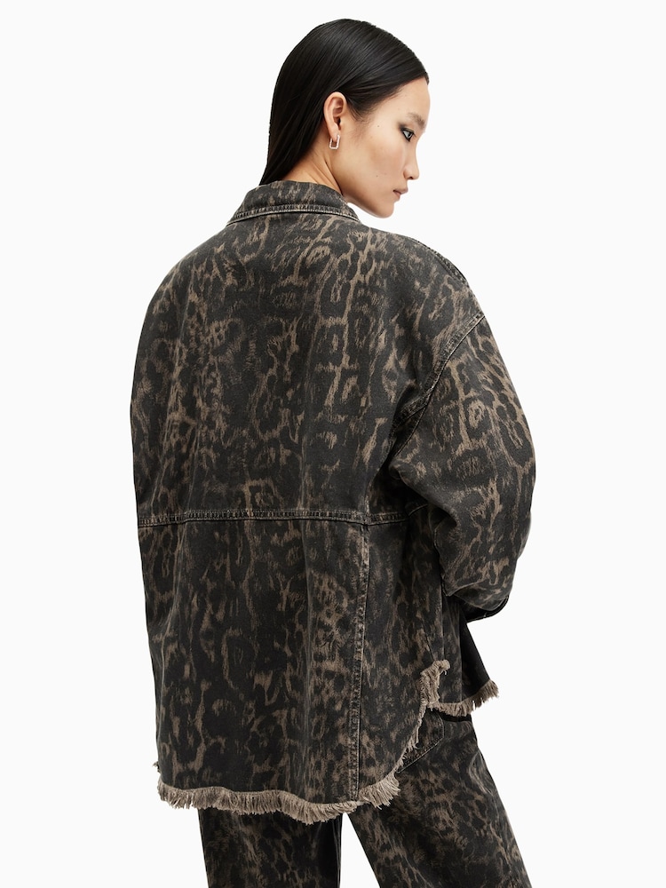 AllSaints Brown Hettie Denim Shacket - Image 6 of 7