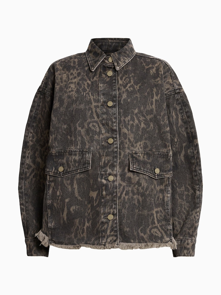 AllSaints Brown Hettie Denim Shacket - Image 7 of 7