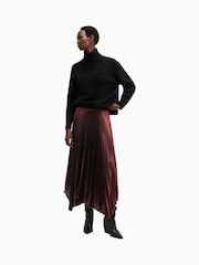 AllSaints Red Phia Metallic Skirt - Image 4 of 7