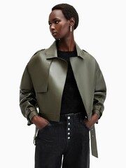 AllSaints Green Ophelia Bonded Jacket - Image 1 of 10