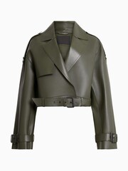 AllSaints Green Ophelia Bonded Jacket - Image 10 of 10