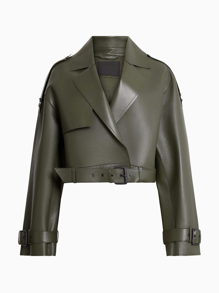 AllSaints Green Ophelia Bonded Jacket - Image 10 of 10