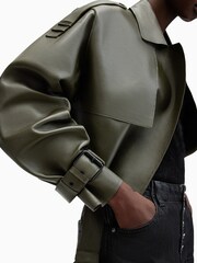 AllSaints Green Ophelia Bonded Jacket - Image 2 of 10