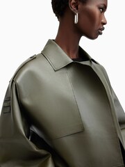 AllSaints Green Ophelia Bonded Jacket - Image 6 of 10