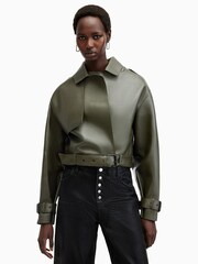 AllSaints Green Ophelia Bonded Jacket - Image 7 of 10