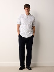 White/Blue Short Sleeve Print Polo Shirt - Image 2 of 7