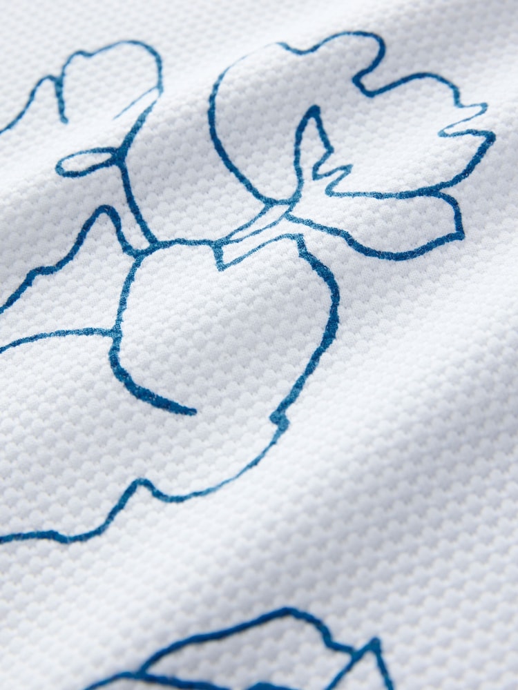 White/Blue Short Sleeve Print Polo Shirt - Image 6 of 7