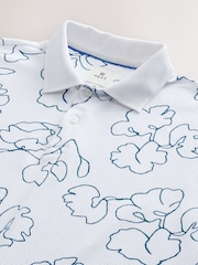 White/Blue Short Sleeve Print Polo Shirt - Image 7 of 7