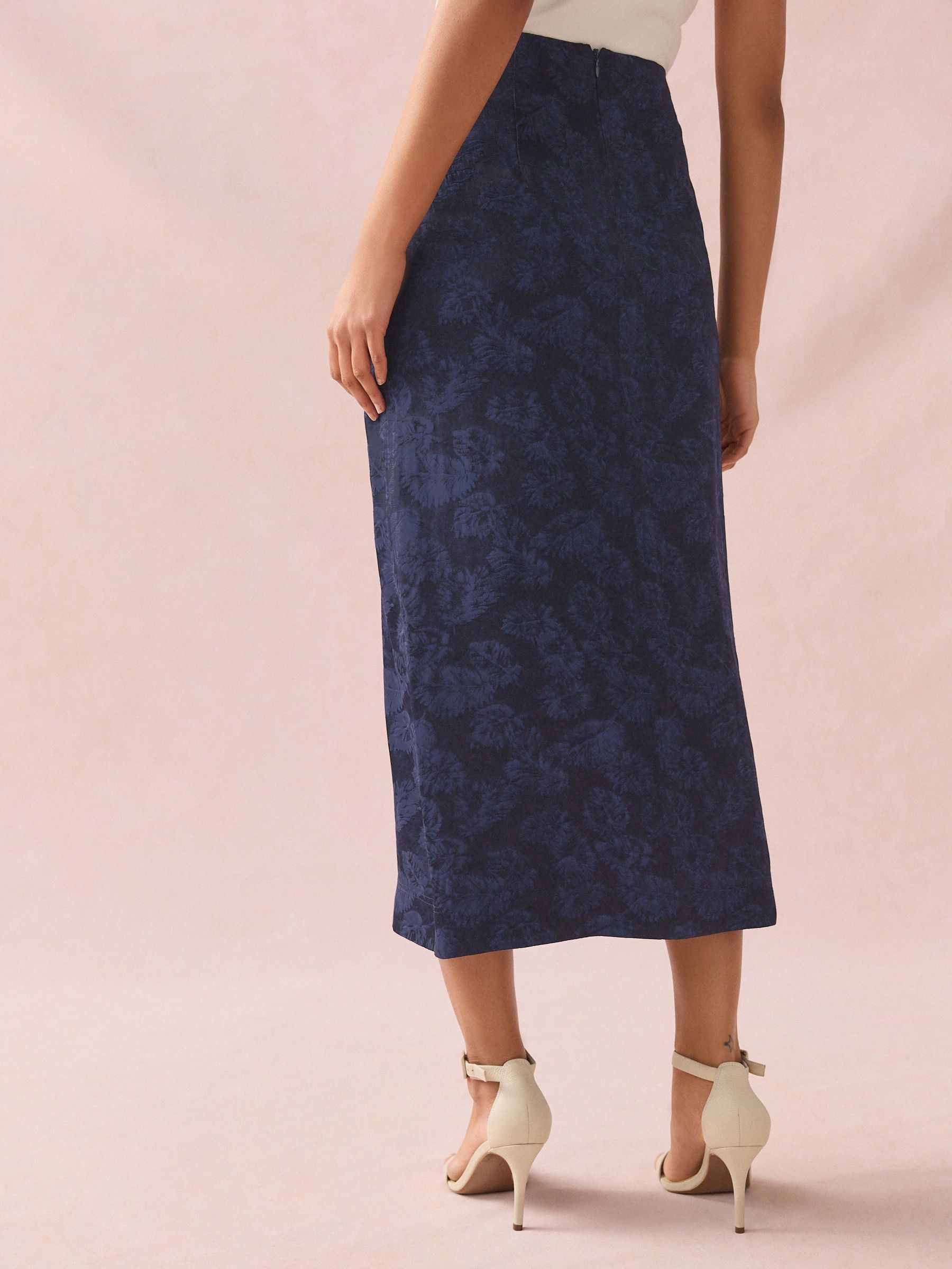 Buy Navy Satin Jacquard Midi Sarong Skirt from Next USA