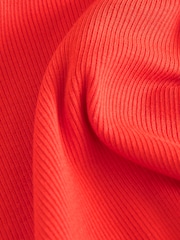 Red/Pink Contast Knit Trim Scoop Neck Sleeveless Tank Vest Top - Image 5 of 6