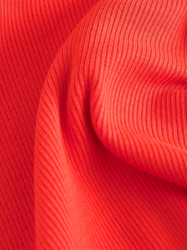 Red/Pink Contast Knit Trim Scoop Neck Sleeveless Tank Vest Top - Image 5 of 6