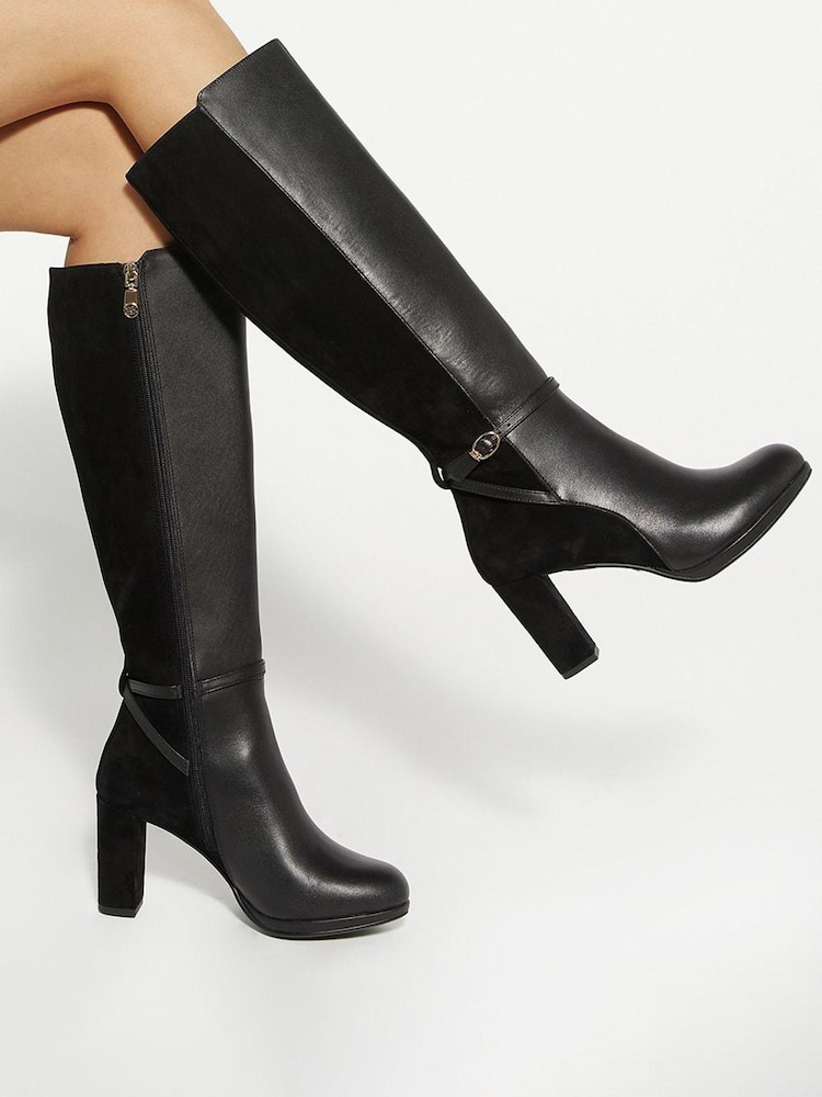 Dune London Black Tariah Block Platform Knee High Boots - Image 1 of 6