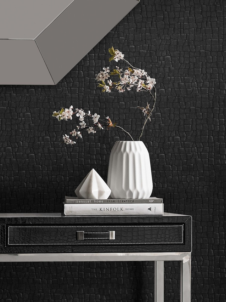 Graham & Brown Black Serpentine A4 Wallpaper Sample - Image 1 of 3