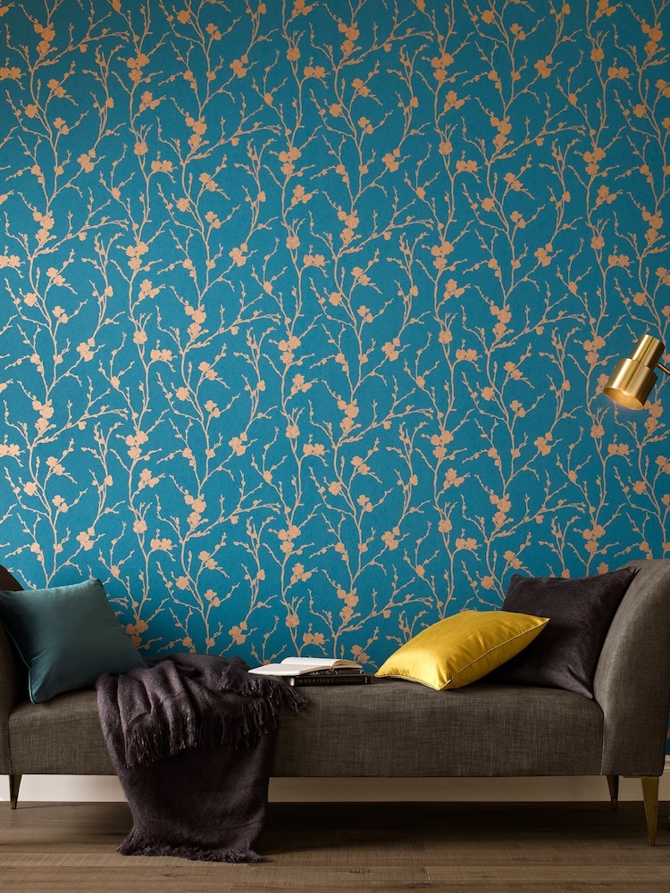 Graham & Brown Teal Meiying A4 Wallpaper Sample - Image 1 of 3
